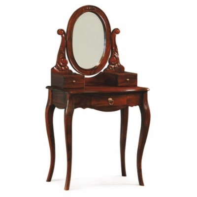 Teak Singapore French Furniture 3 Drawer Dressing Table and Mirror and...
