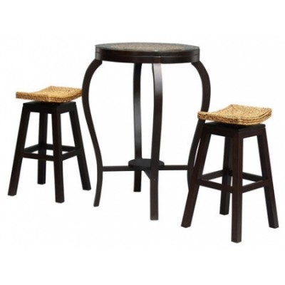 Teak Wood Minimalist Tall Bar Table and Tall Bar Chair Set, Low Wareho...