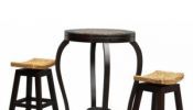 Teak Wood Minimalist Tall Bar Table and Tall Bar Chair Set, Low Wareho...