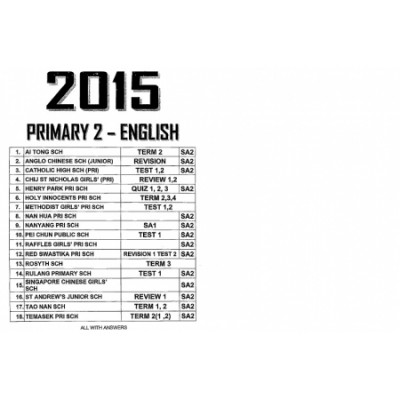 2015 Exam papers for PRIMARY SCHOOL from $10.00 onwards in Softcopy