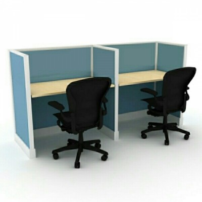 Office system cubicle partition workstation with desk/ table top setup