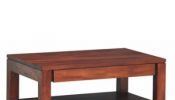 Resort Straight Leg Coffee Table, Minimalist Modern Teak Wood Center T...